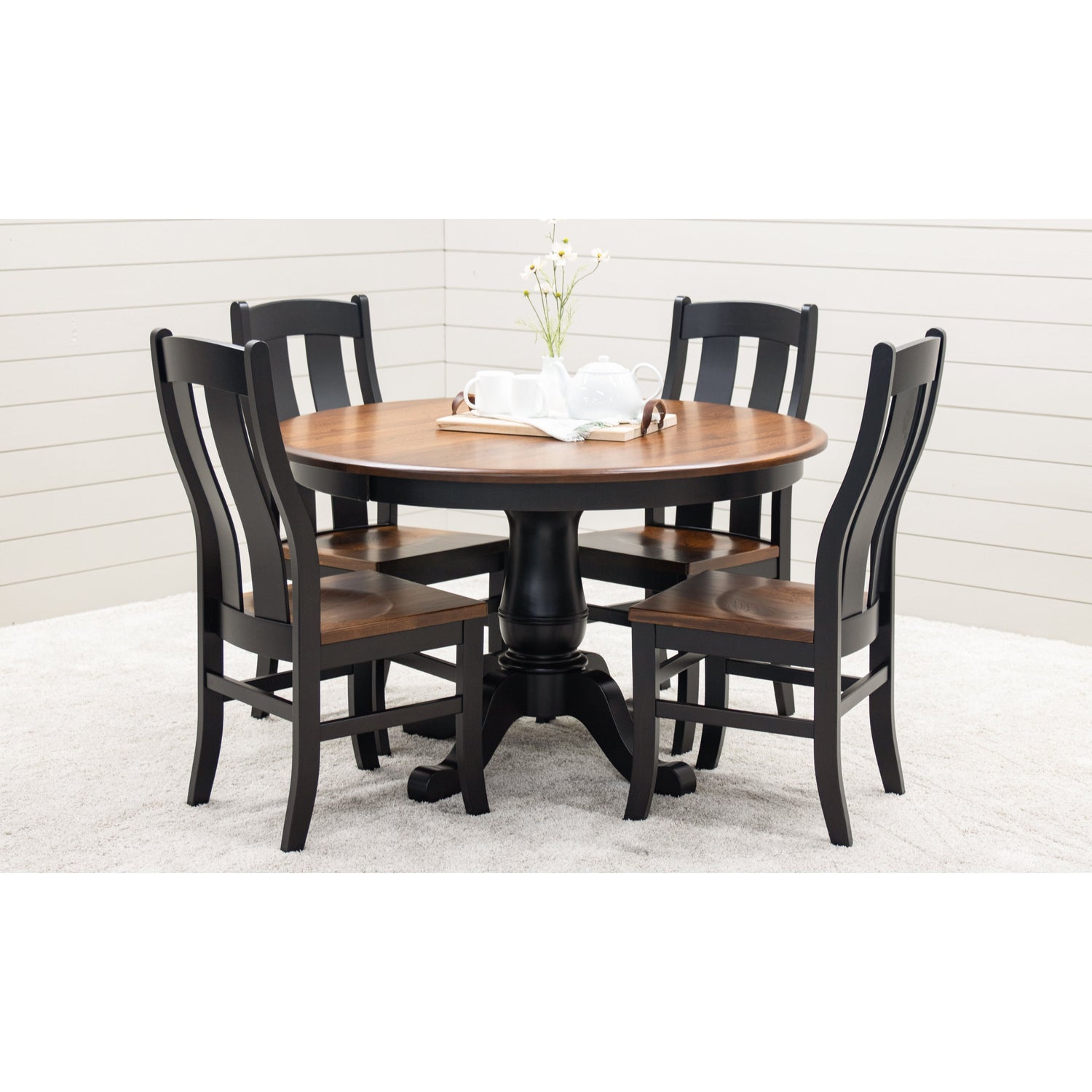 Ellington Round Black & Wood Extending Dining Table | M-EB&E-MC
