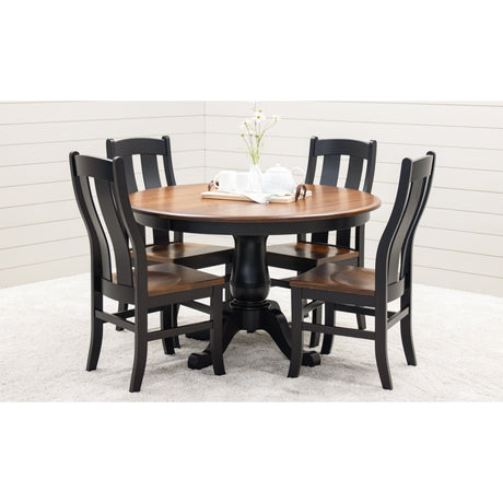 Ellington Round Black & Wood Extending Dining Table | M-EB&E-MC