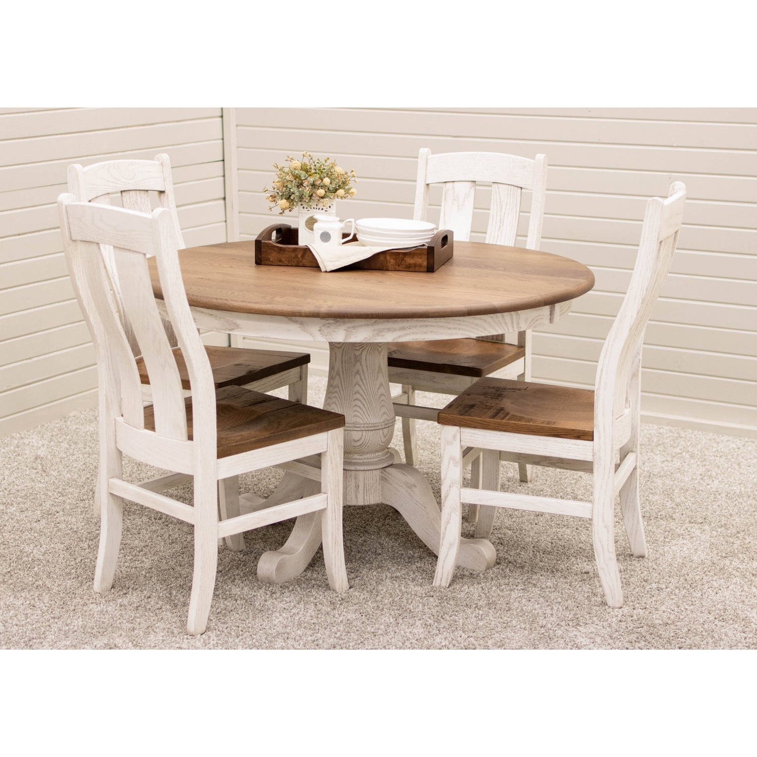 Ellington Round White & Wood Extending Dining Table | O-CS&RWO-CO