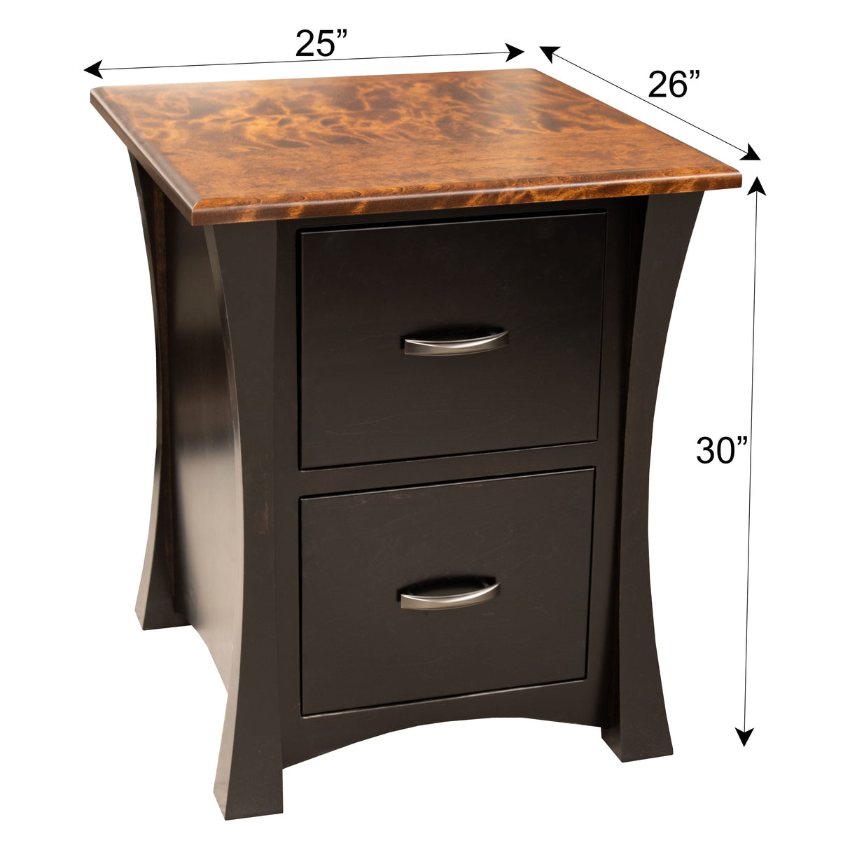 Brooklyn Black & Wood 2-Drawer File Cabinet | M-EB&BIR-ASB