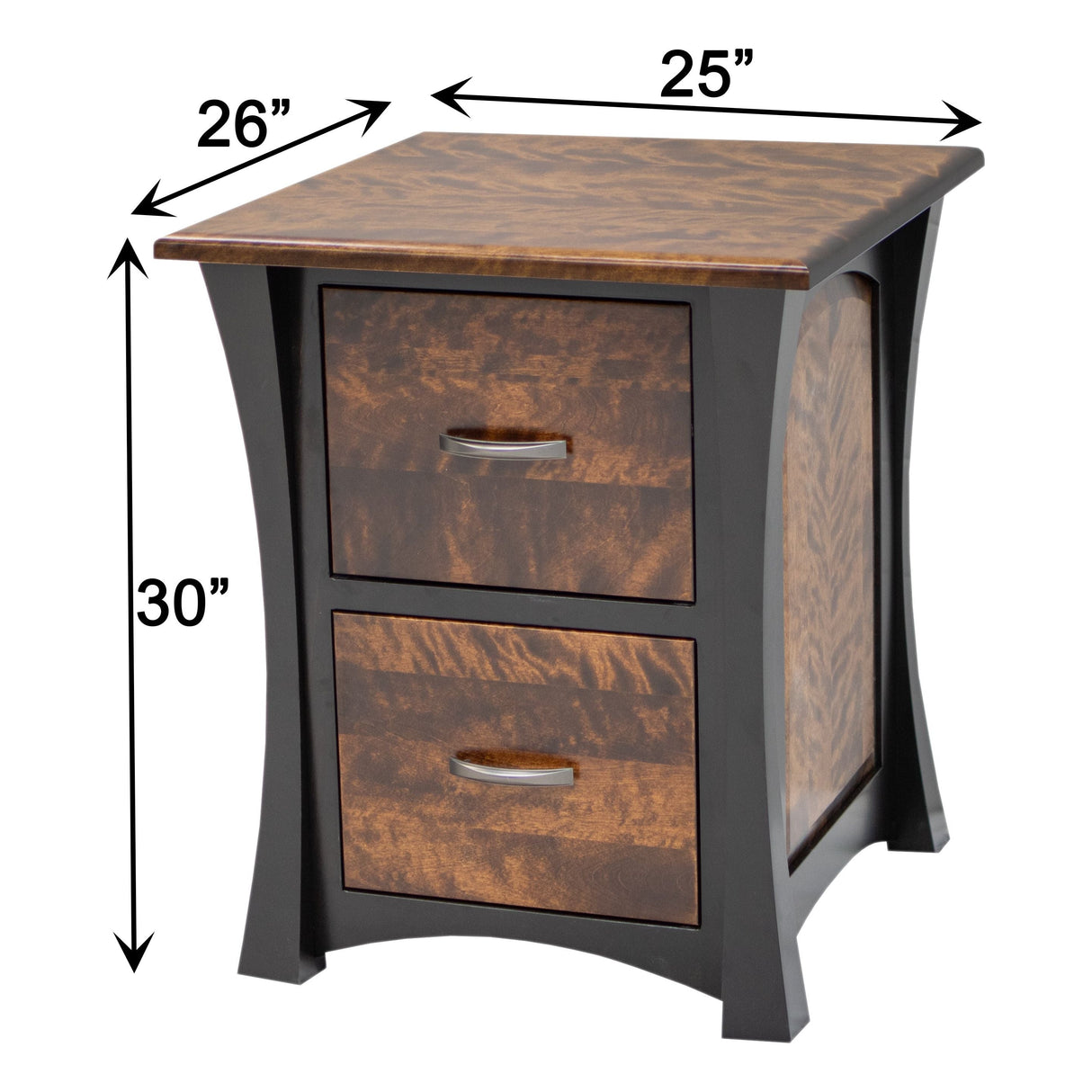 Brooklyn Black & Wood 2-Drawer File Cabinet with Panels | M-EB&BIR-ASB