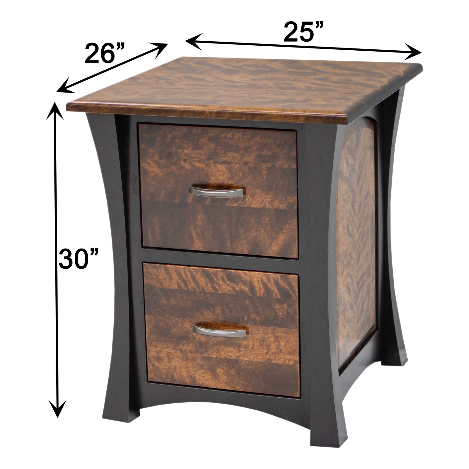 Brooklyn Black & Wood 2-Drawer File Cabinet with Panels | M-EB&BIR-ASB