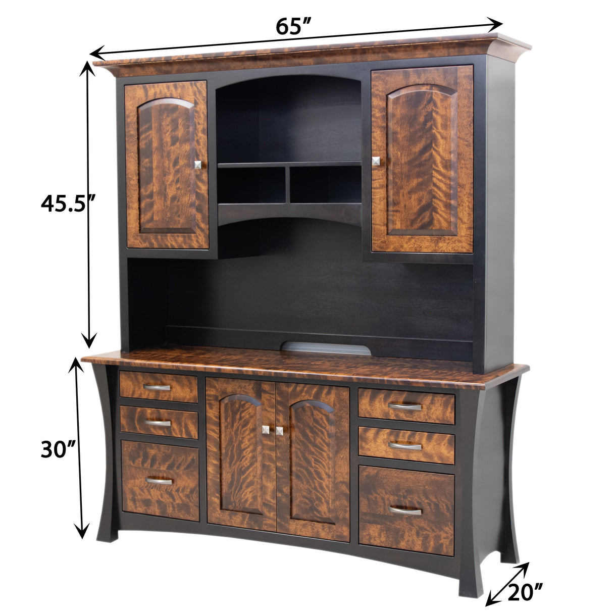 Brooklyn Black & Wood Office Credenza with Hutch Top | M-EB&BIR-ASB