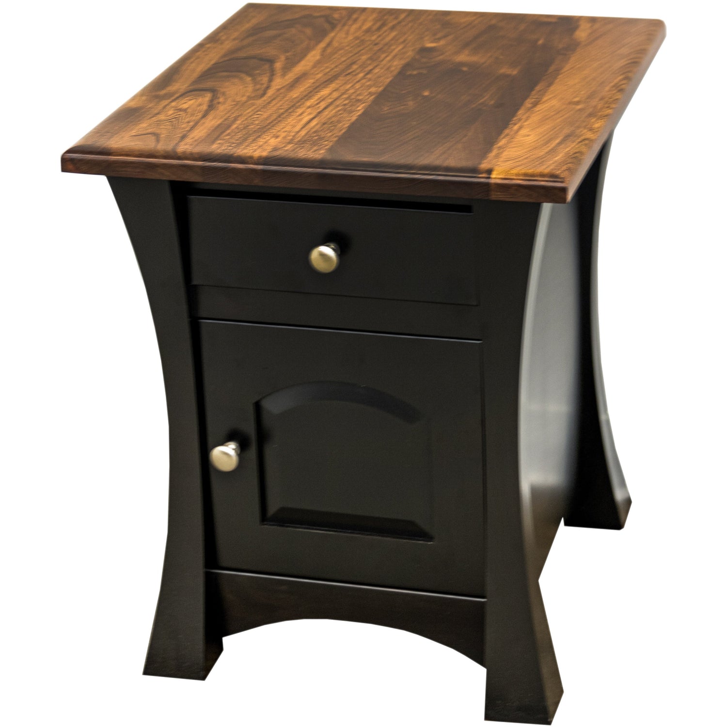 Brooklyn Black & Wood Large Square Enclosed End Table | M-EB&E-MC