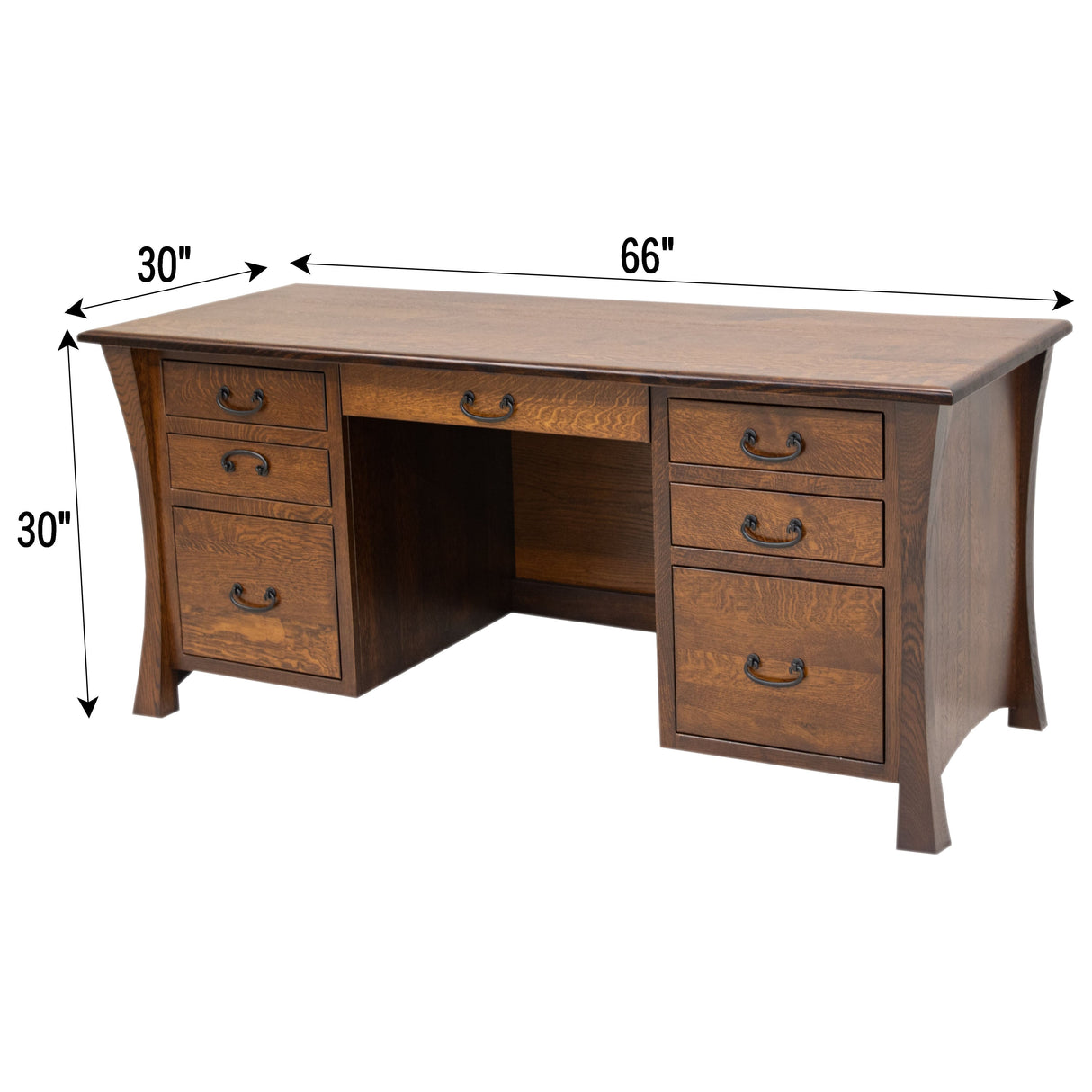 Brooklyn Quarter Sawn White Oak Wood Executive Desk | ASB
