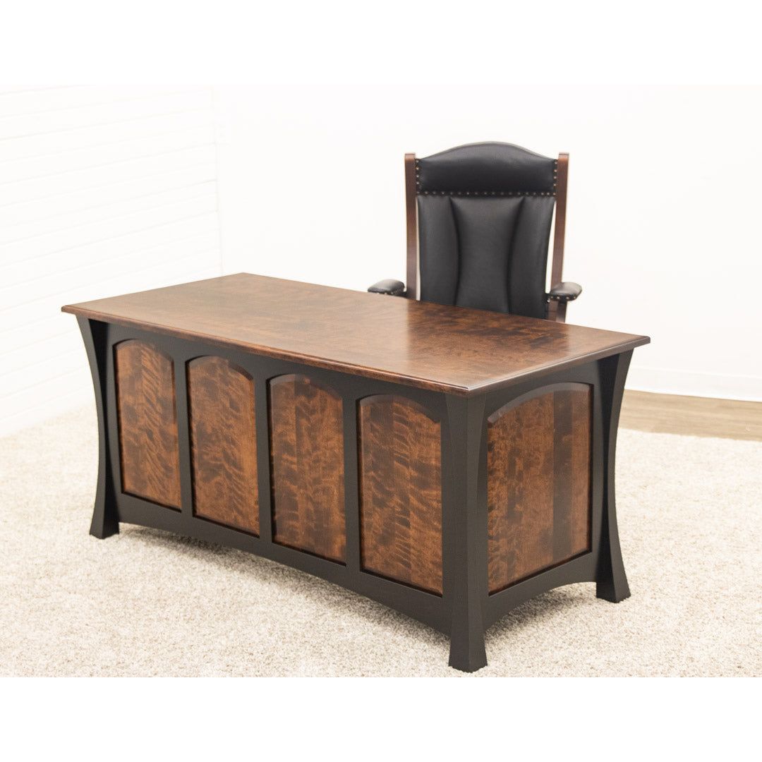 Brooklyn Black & Wood Executive Desk with Panels | M-EB&BIR-ASB