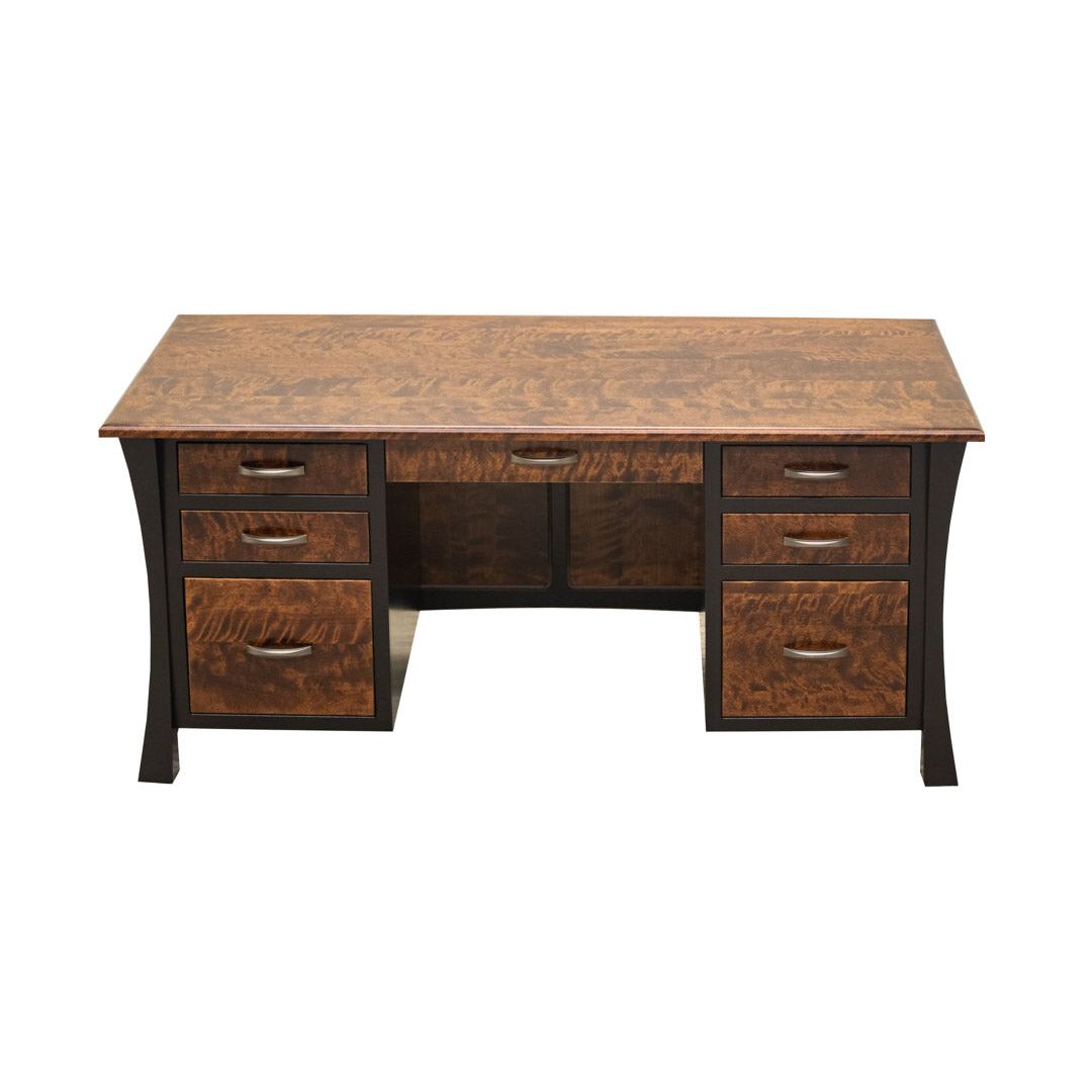 Brooklyn Black & Wood Executive Desk with Panels | M-EB&BIR-ASB