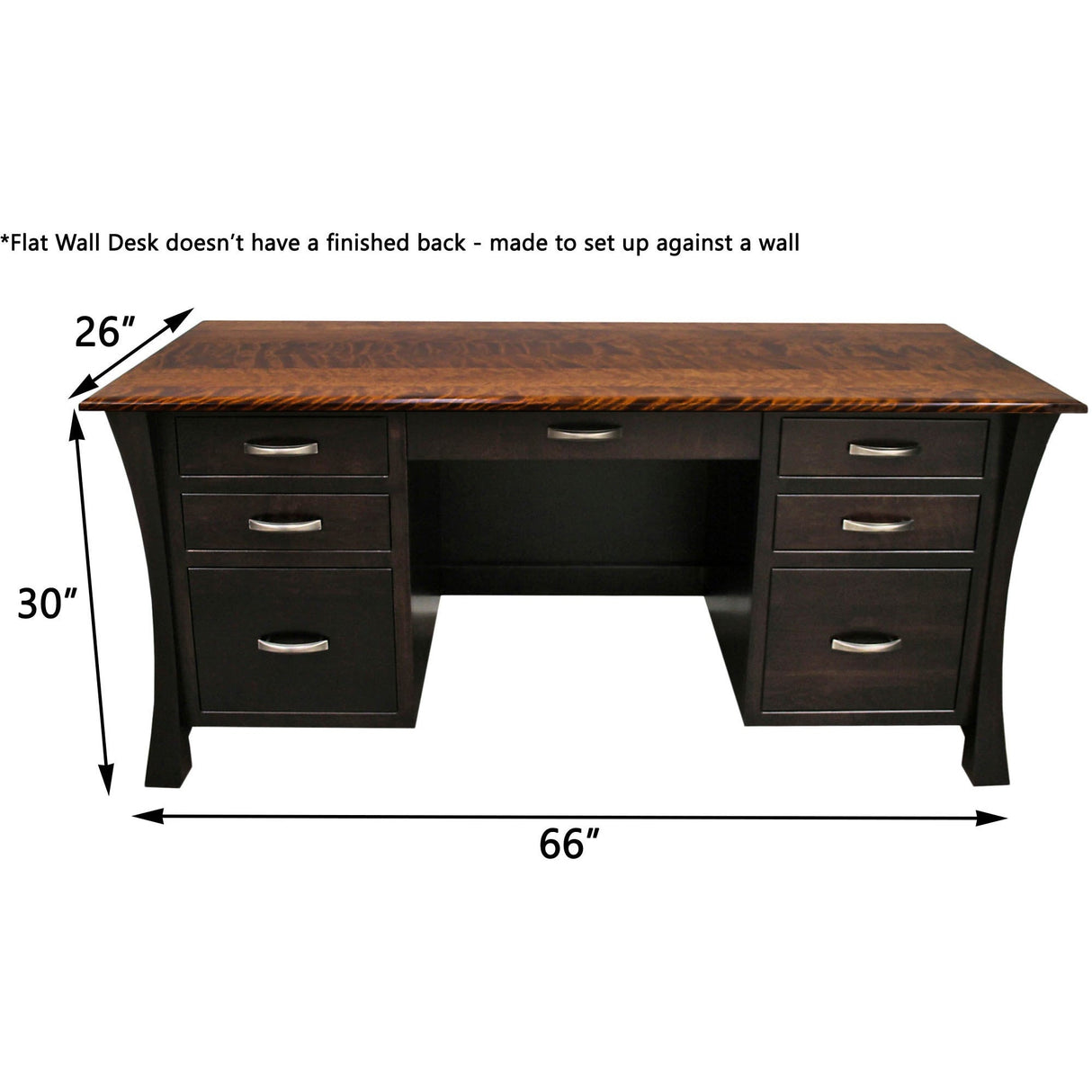 Brooklyn Hickory Wood Flat Wall Desk | SB