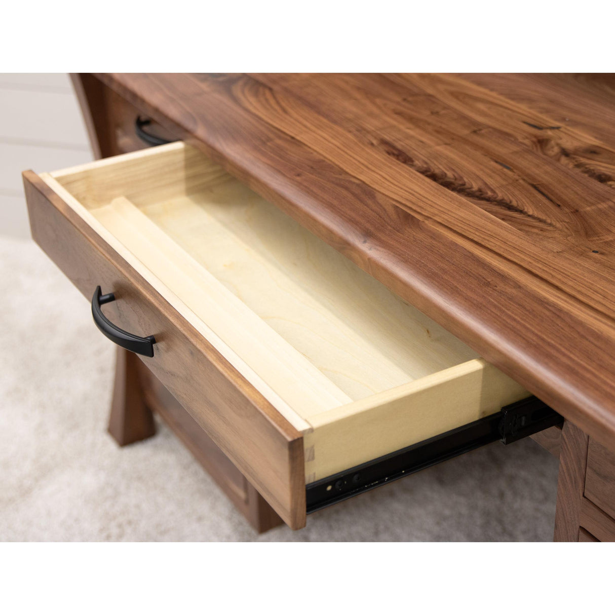 Brooklyn Walnut Wood Executive Desk with Panels | NAT