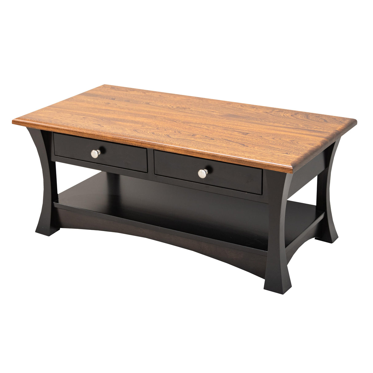 Brooklyn Black & Wood Rectangle Open Coffee Table | M-EB&E-MC