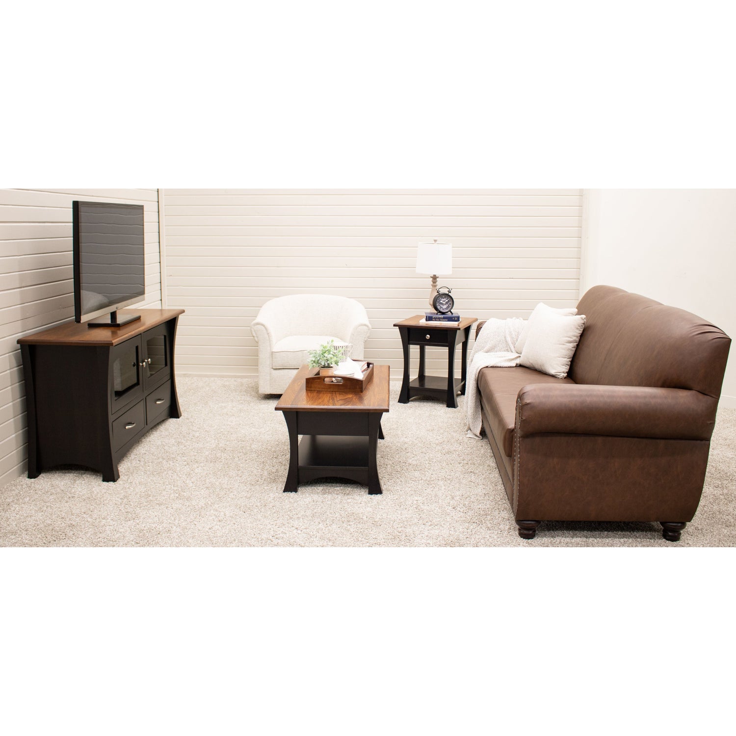 Brooklyn Black & Wood Large Square Enclosed End Table | M-EB&E-MC