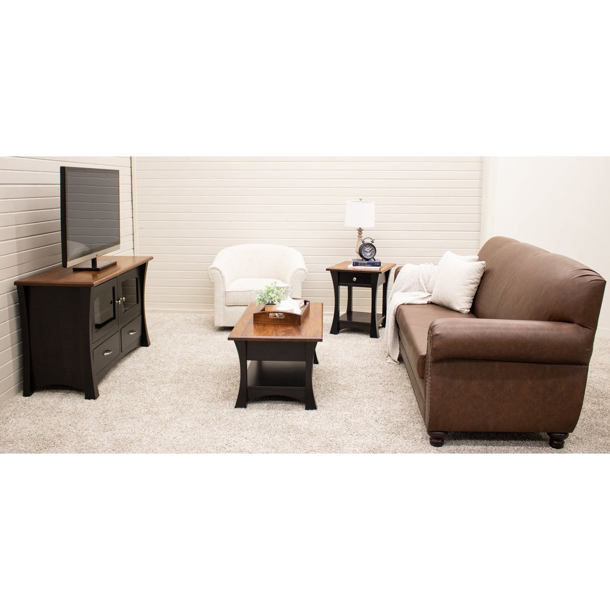 Brooklyn Black & Wood Large Square Open End Table | M-EB&E-MC