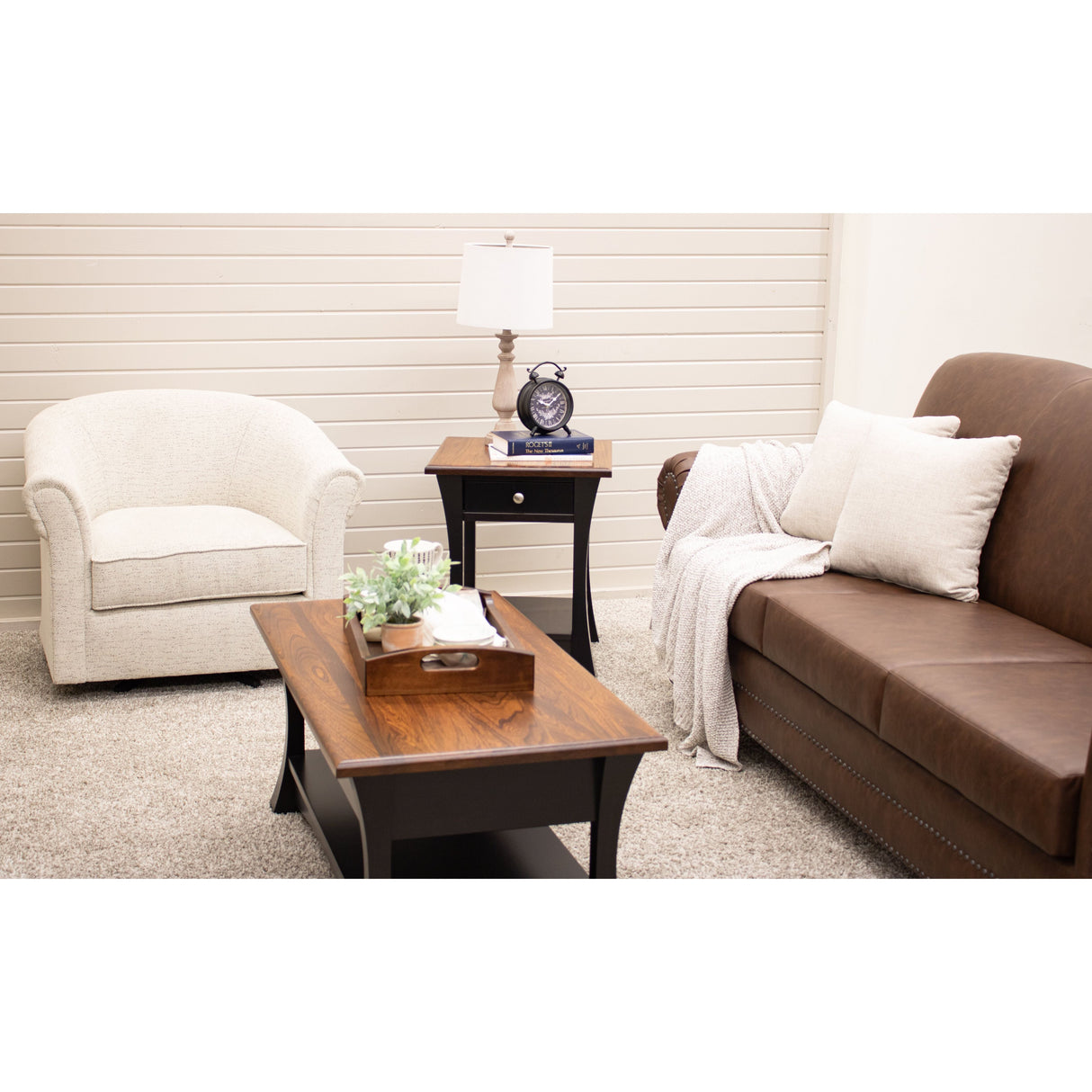 Brooklyn Black & Wood Rectangle Open Coffee Table | M-EB&E-MC