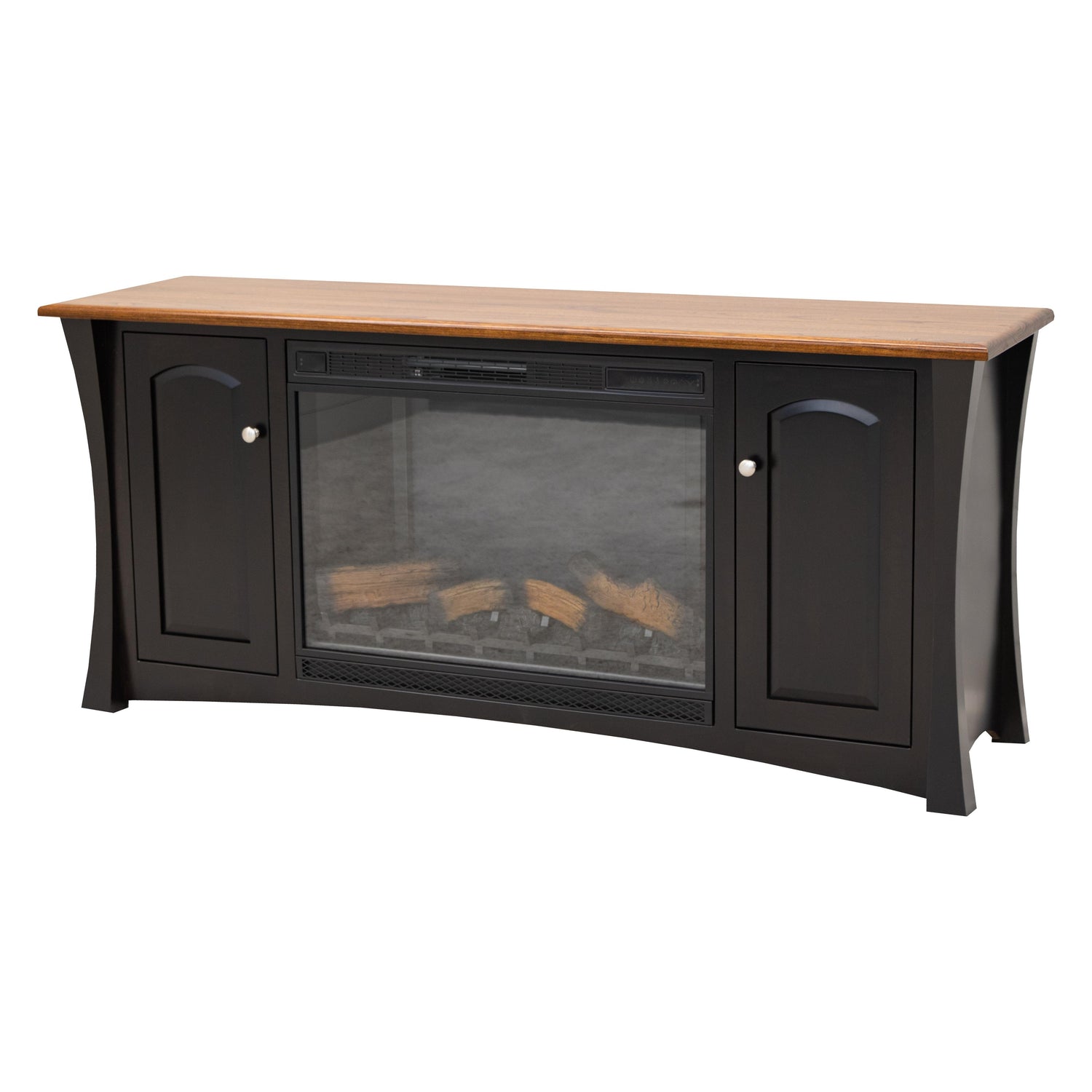Brooklyn 72" Black & Wood TV Console with Electric Fireplace Insert | M-EB&E-MC