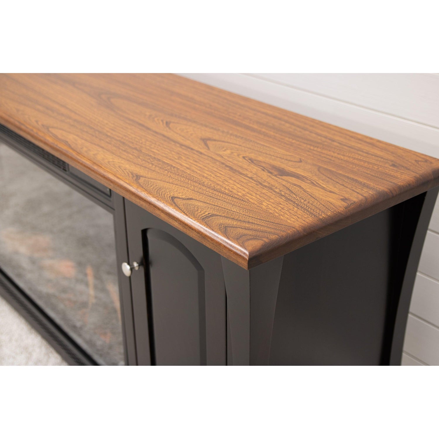 Brooklyn 72" Black & Wood TV Console with Electric Fireplace Insert | M-EB&E-MC