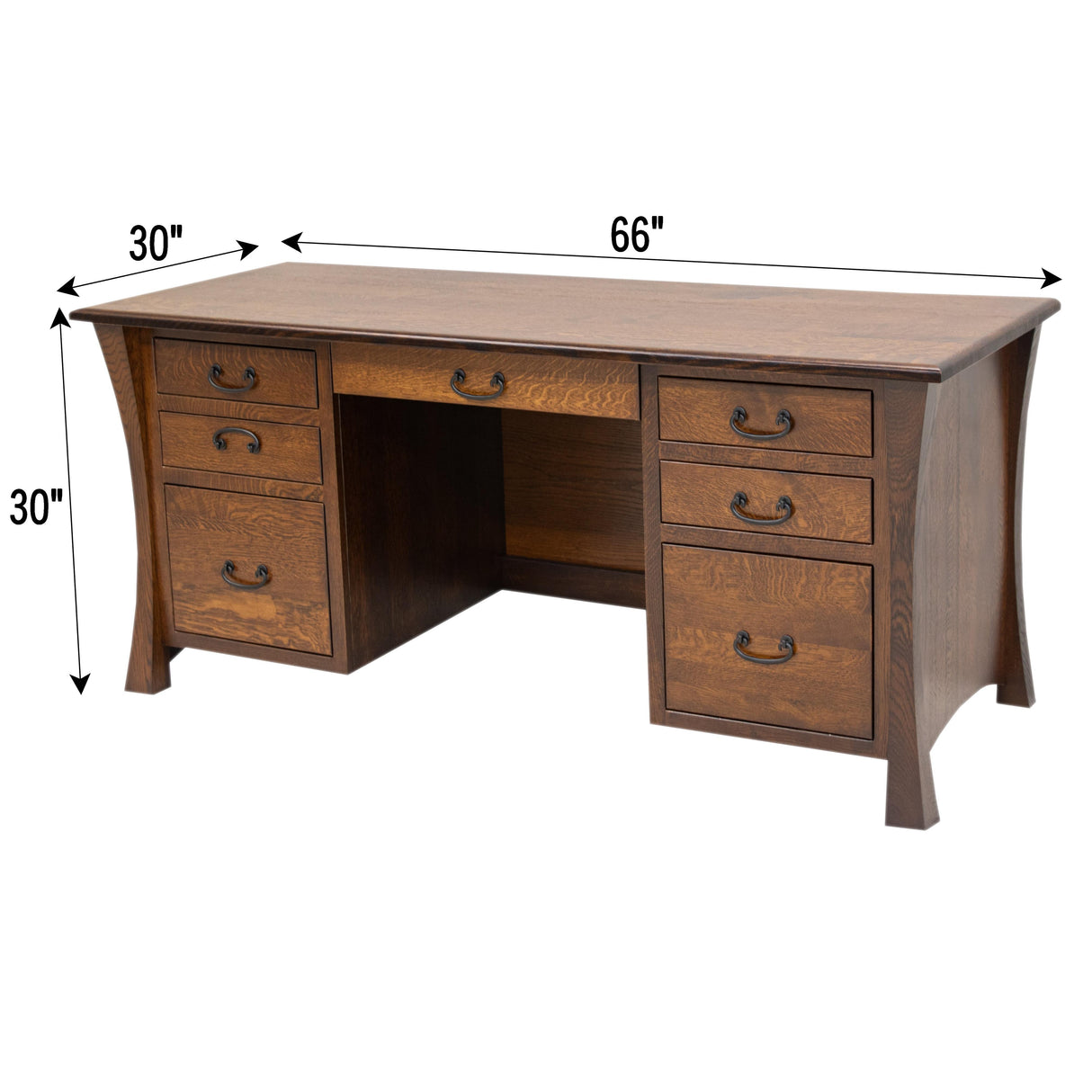 Brooklyn Quarter Sawn White Oak Wood Executive Desk | MC