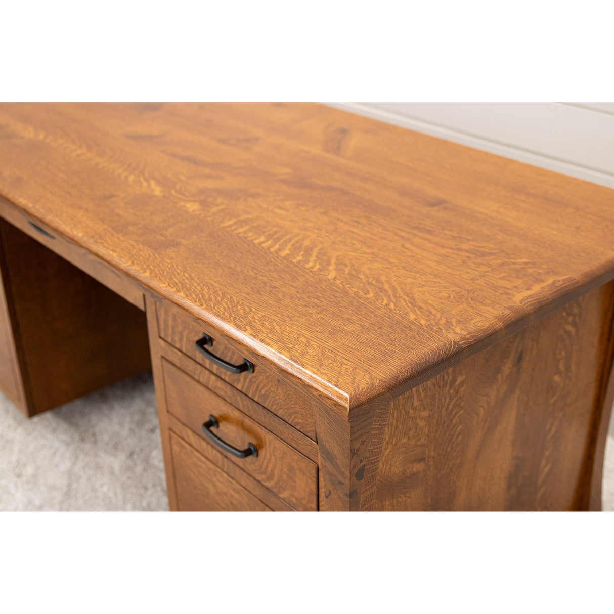 Brooklyn Quarter Sawn White Oak Wood Executive Desk | MC