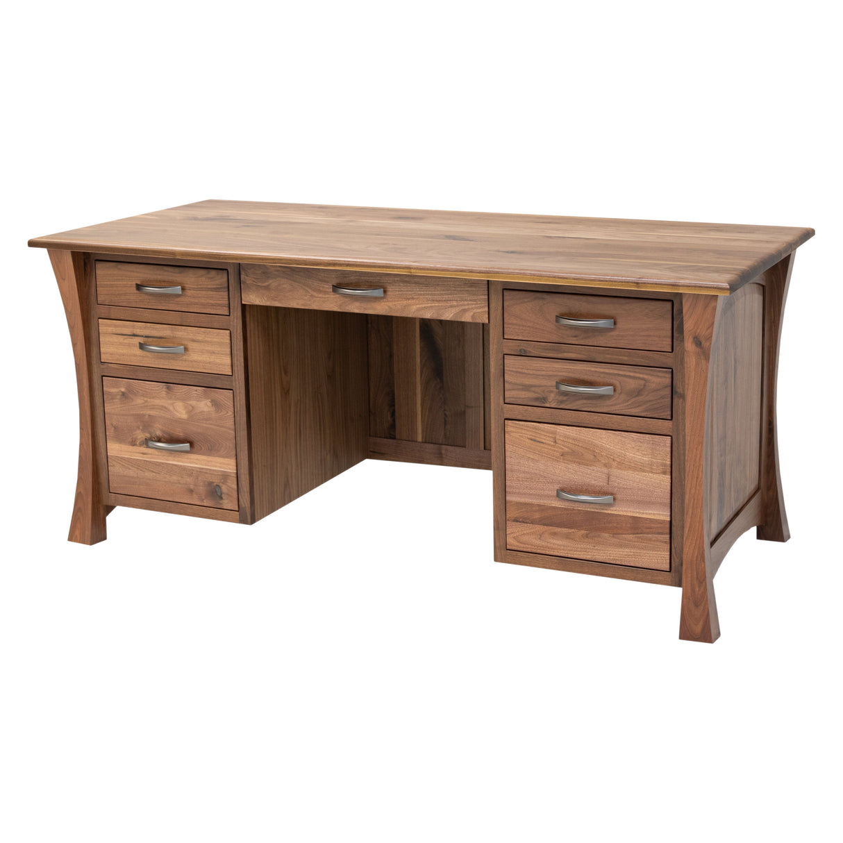 Brooklyn Walnut Wood Executive Desk with Panels | NAT