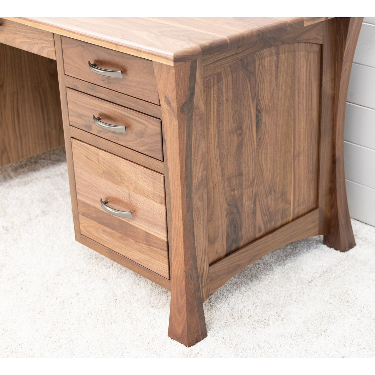 Brooklyn Walnut Wood Executive Desk with Panels | NAT
