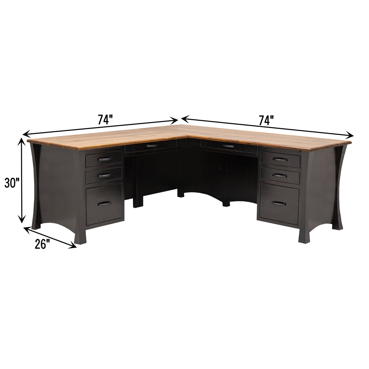 Brooklyn Black & Wood L Desk | M-EB&W-NAT