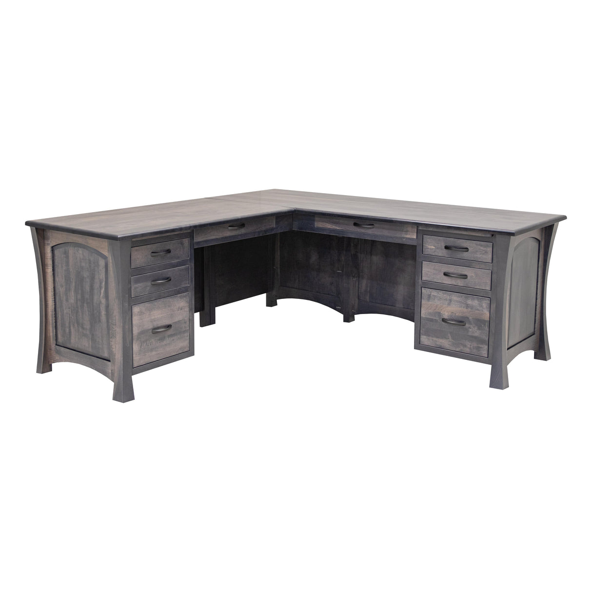 Brooklyn Maple Wood L Desk with Paneled Sides | GS