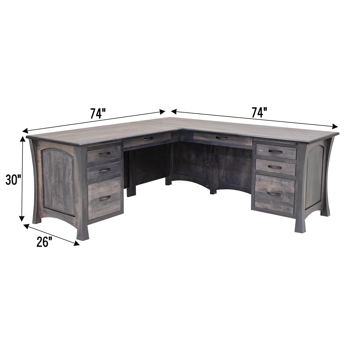 Brooklyn Maple Wood L Desk with Paneled Sides | GS
