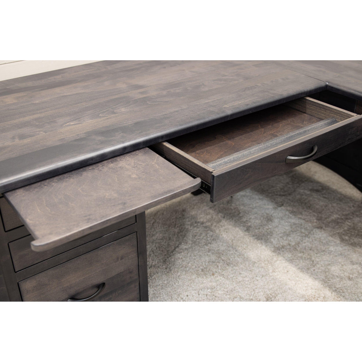 Brooklyn Maple Wood L Desk with Paneled Sides | GS