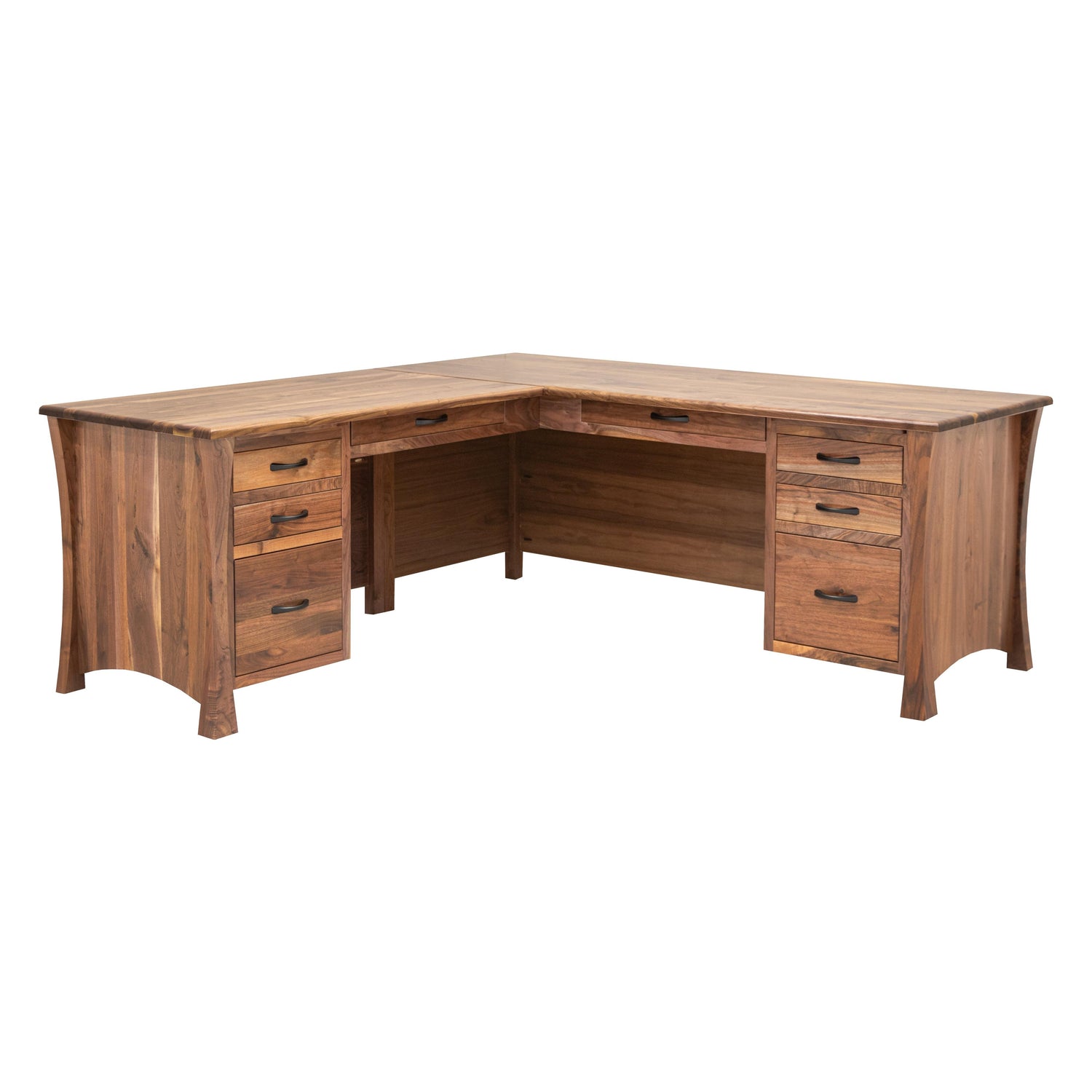 Brooklyn Walnut Wood L Desk | NAT