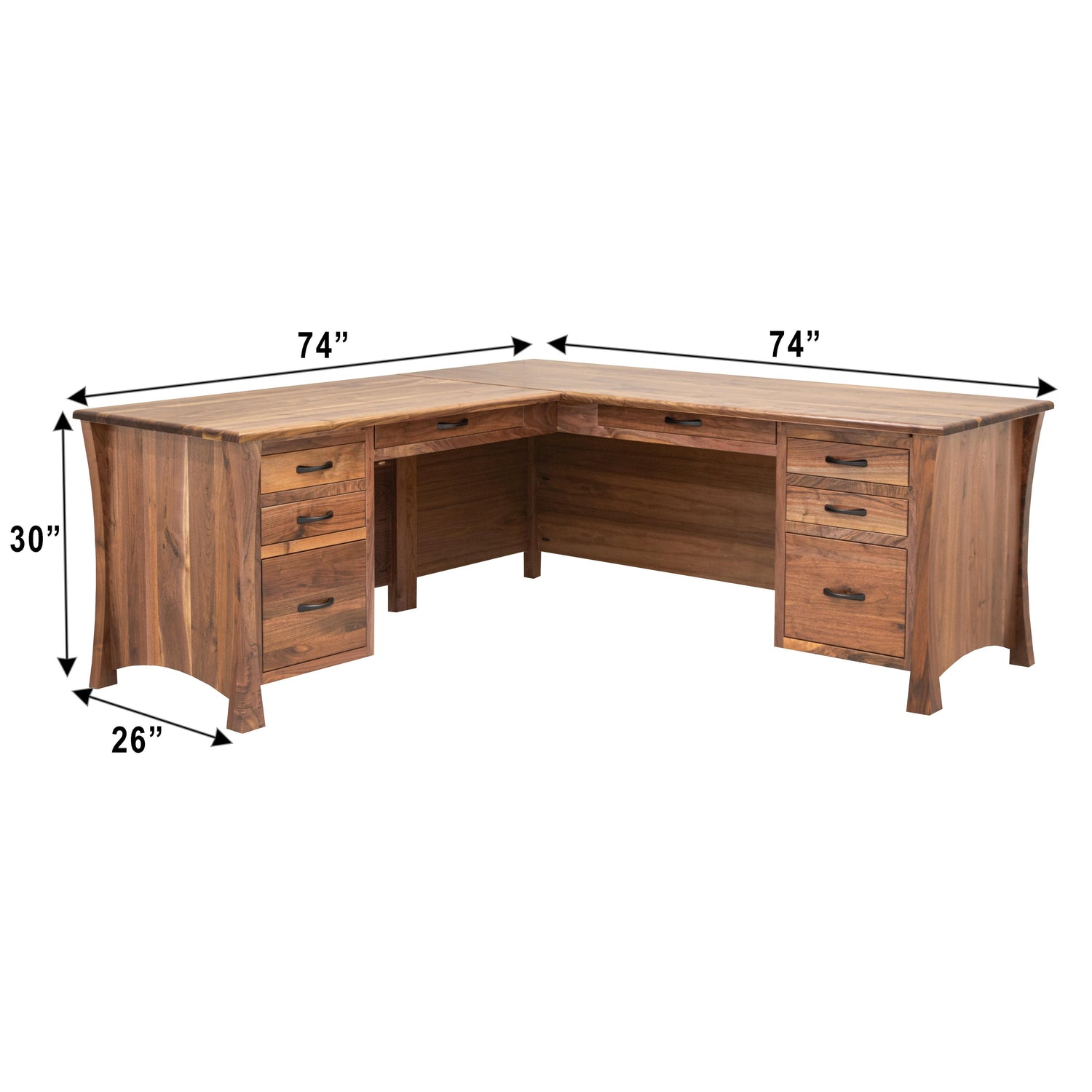Brooklyn Walnut Wood L Desk | NAT