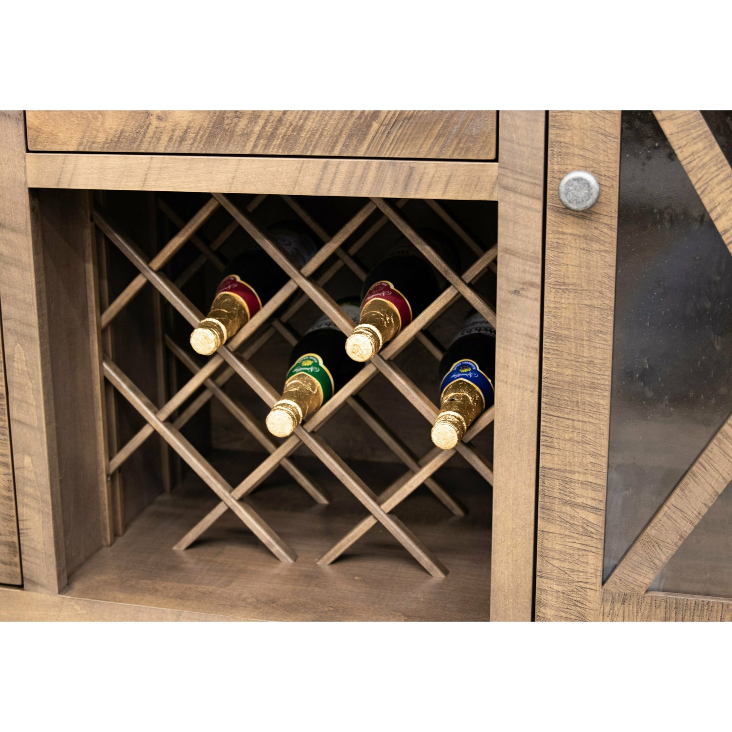 Farmhouse Maple Wood Wine Buffet with Hutch Topper | CS&DCD