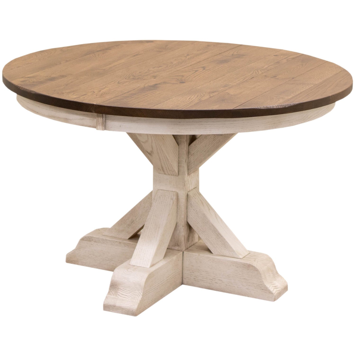 Farmhouse Round White & Wood Extending Dining Table | O-CS&RWO-CO