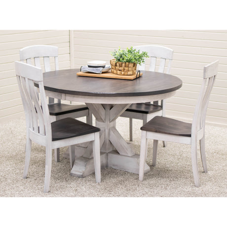 Farmhouse Round White & Wood Extending Dining Table | M-AV&GS