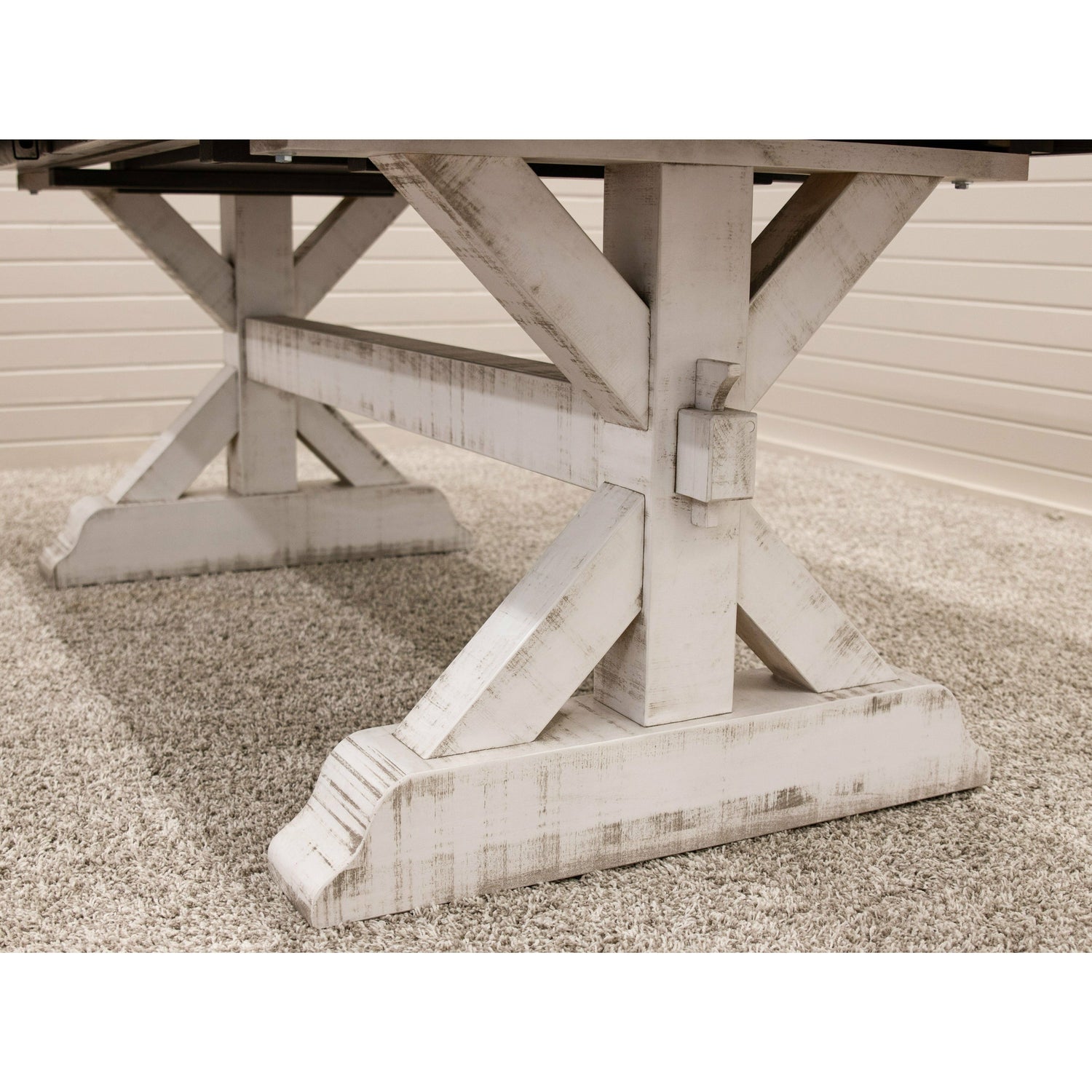 Farmhouse Trestle White & Wood Extending Dining Table with Built-Down Top | M-GW&RWO-SB