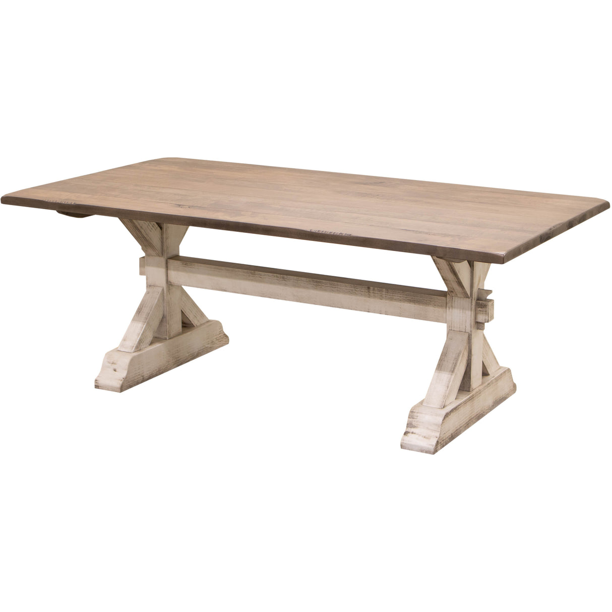 Farmhouse Trestle White & Wood Dining Table | M-CS&DCD