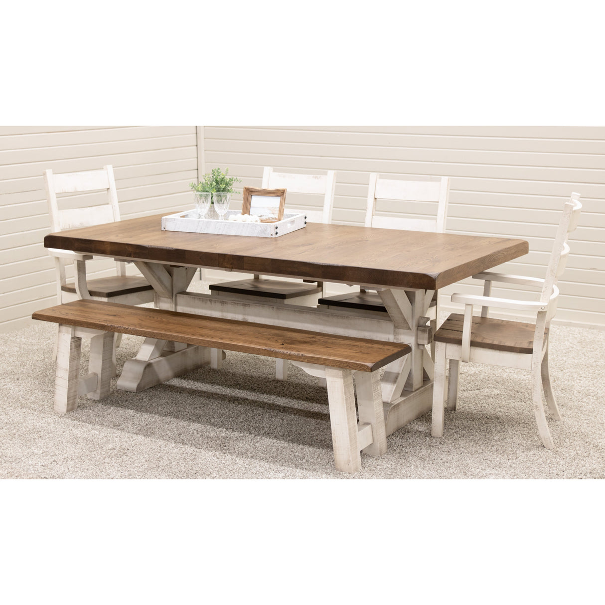 Settler's White & Wood Dining Bench | M-CS&RWO-CO