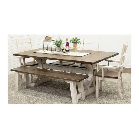 Farmhouse Trestle White & Wood Dining Table | M-CS&DCD