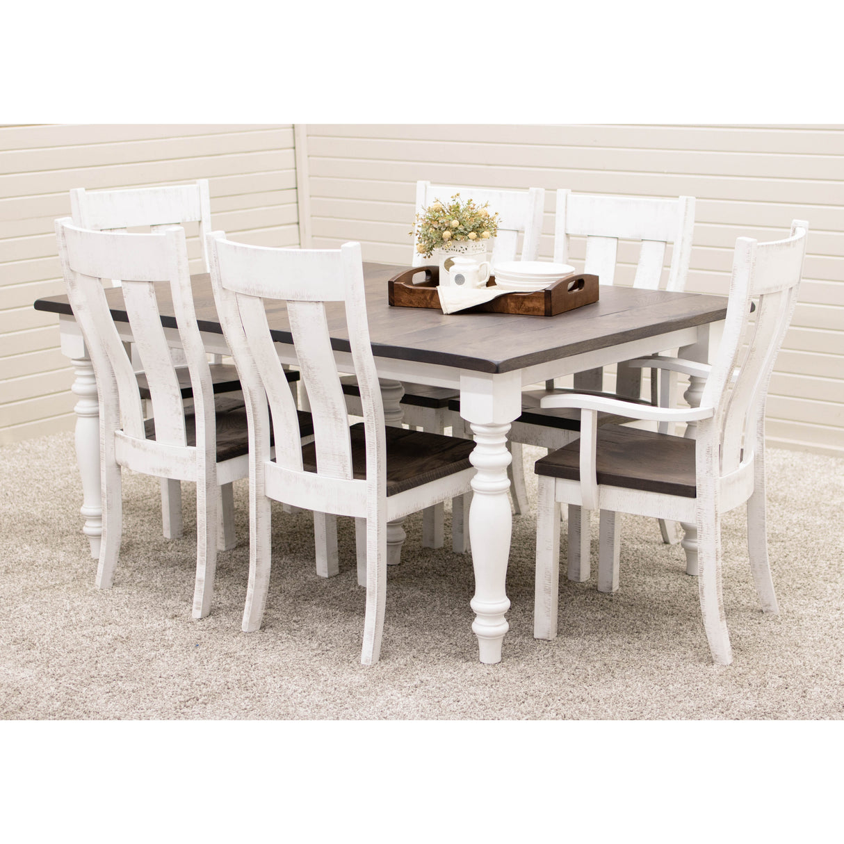 Settler's Farm Leg White & Wood Extending Dining Table | M-GW&RWO-SB