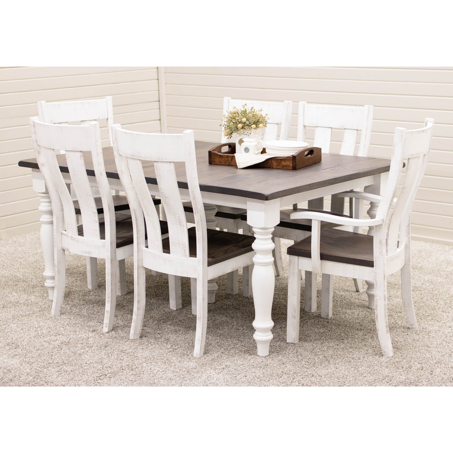 Settler's Farm Leg White & Wood Extending Dining Table | M-GW&RWO-SB