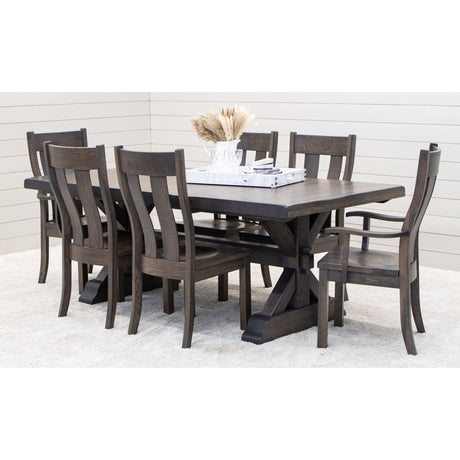 Farmhouse Trestle White Oak Wood Extending Dining Table with Built-Down Top | SB