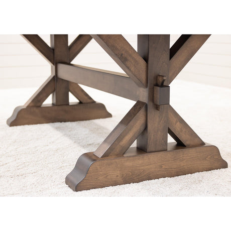 Farmhouse Trestle Maple Wood Extending Dining Table with Built-Down Top | CO