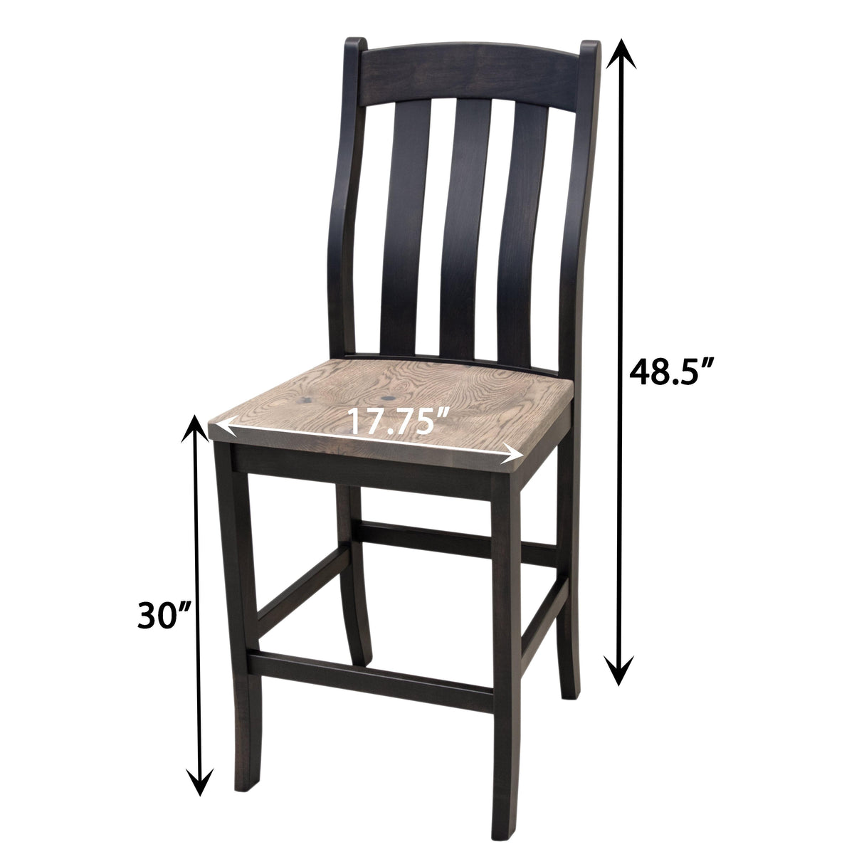 Fostoria Black & Wood 24" Stationary Bar Stool | M-DK&RWO-GRB