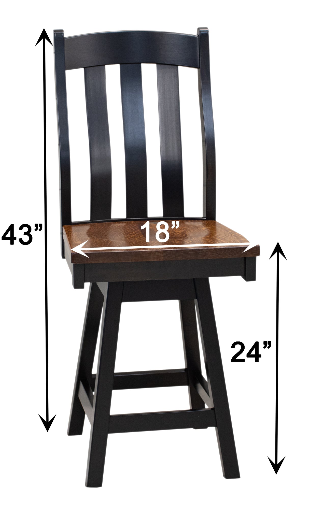 Fostoria Black & Wood 24" Swivel Bar Stool | M-EB&RQSWO-GB