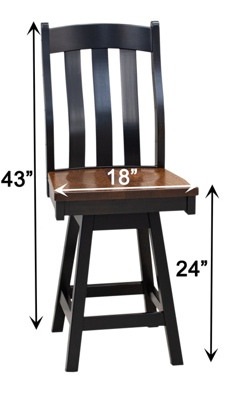Fostoria Black & Wood 24" Swivel Bar Stool | M-EB&RQSWO-GB