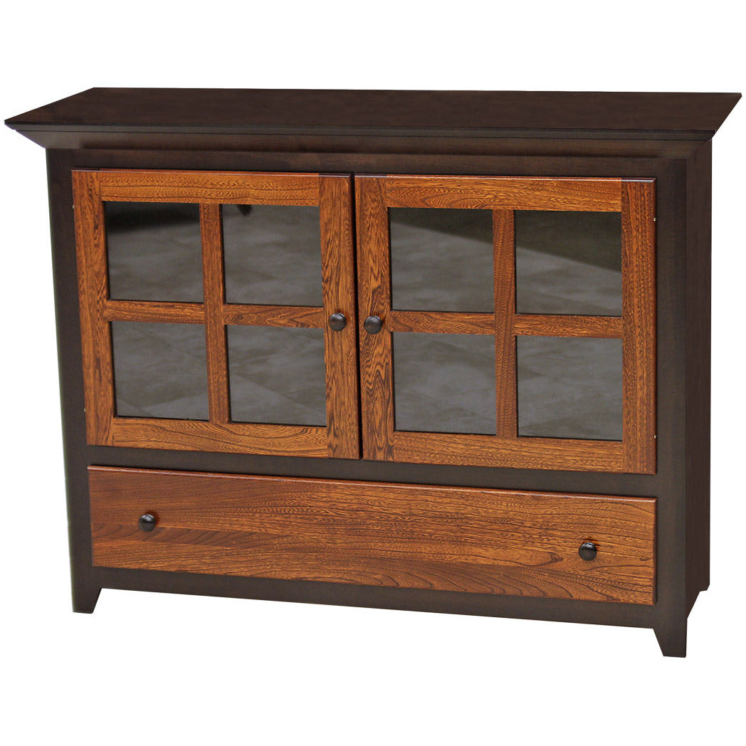 Half Mission Grid Black & Wood Cabinet | M-EB&E-MC