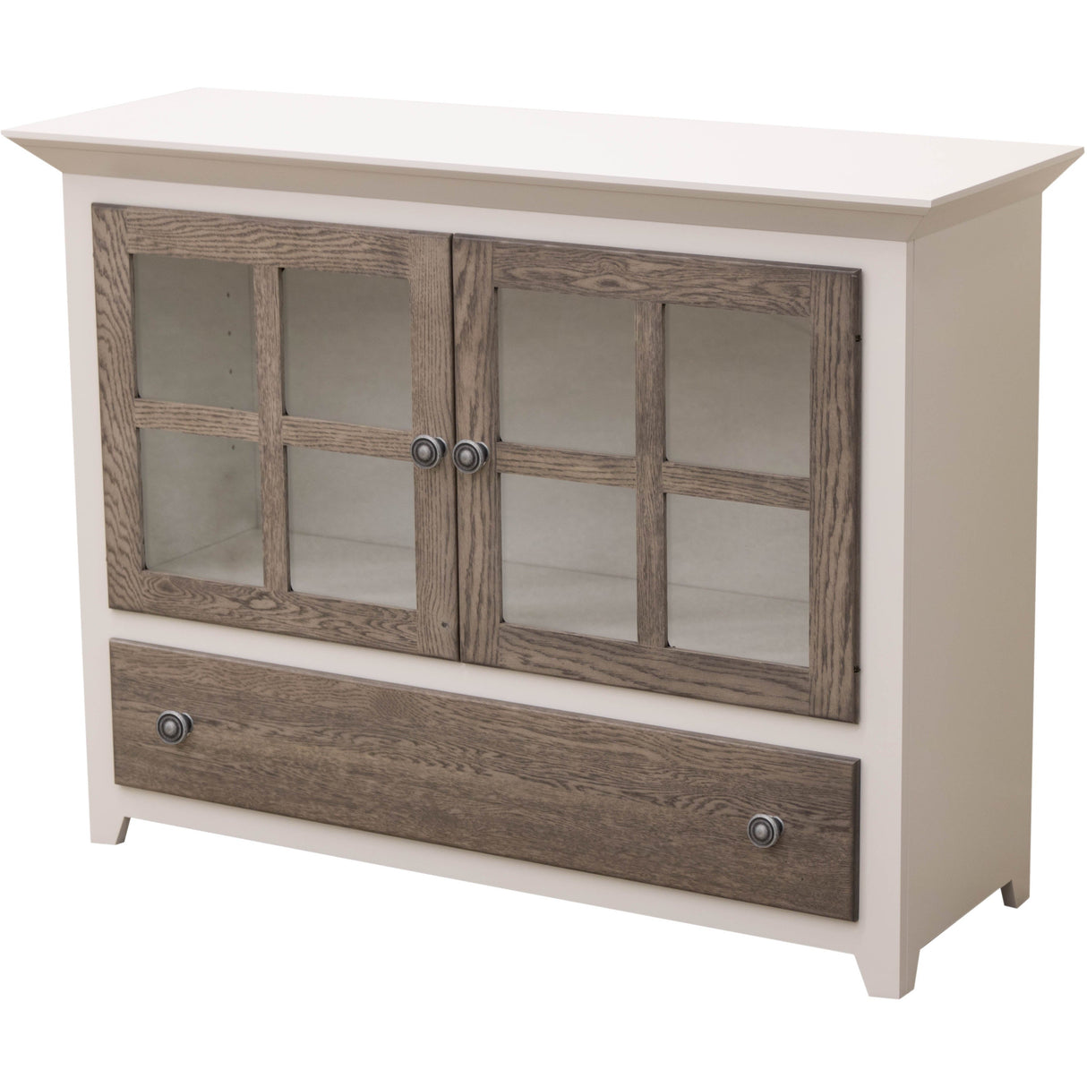 Half Mission Grid White & Wood Cabinet | M-DW&RWO-GRB