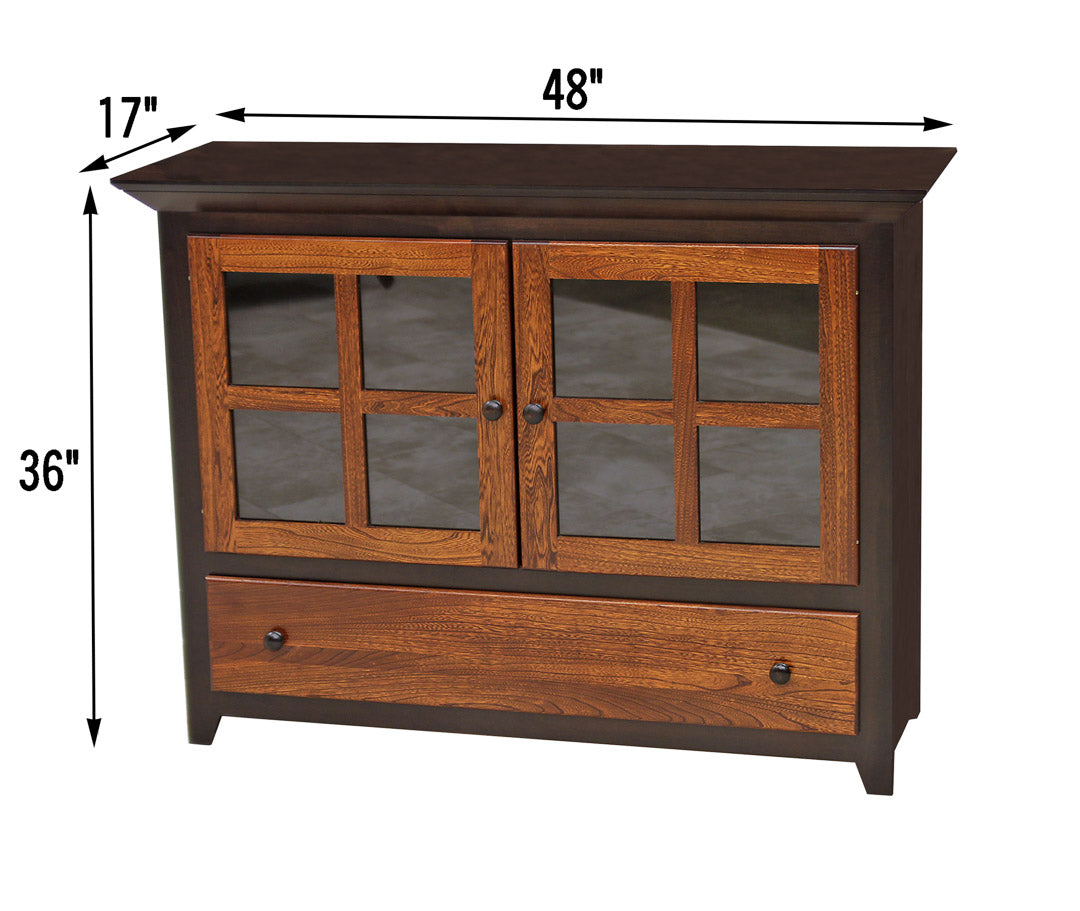 Half Mission Grid Black & Wood Cabinet | M-EB&E-MC