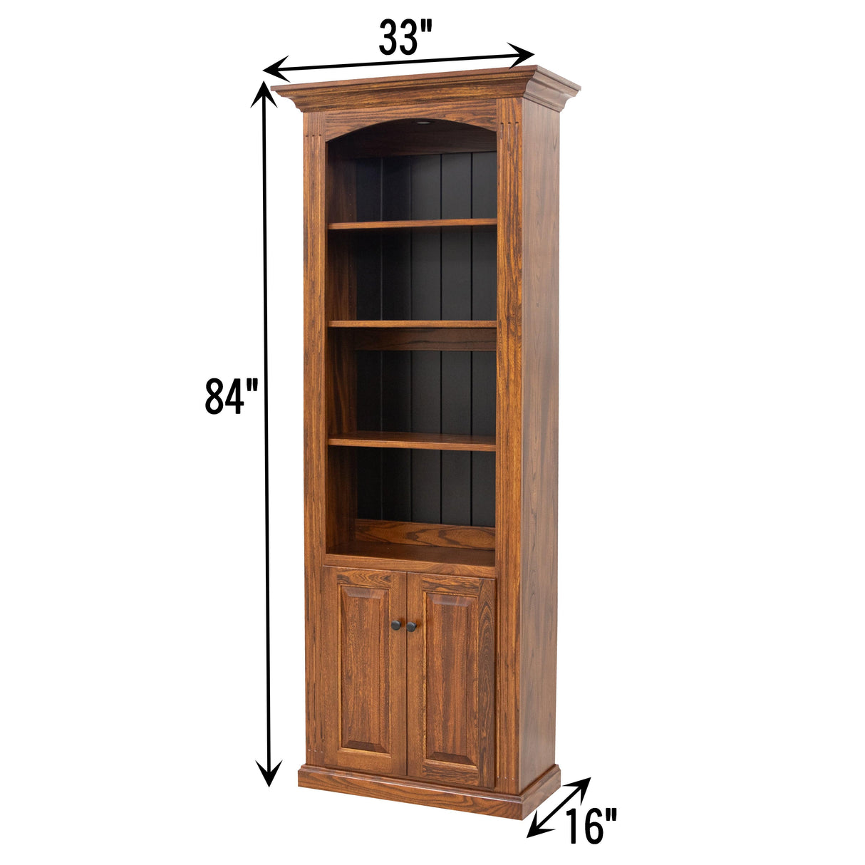 Hampton Solid Hickory Wood Bookcase with Doors | HC