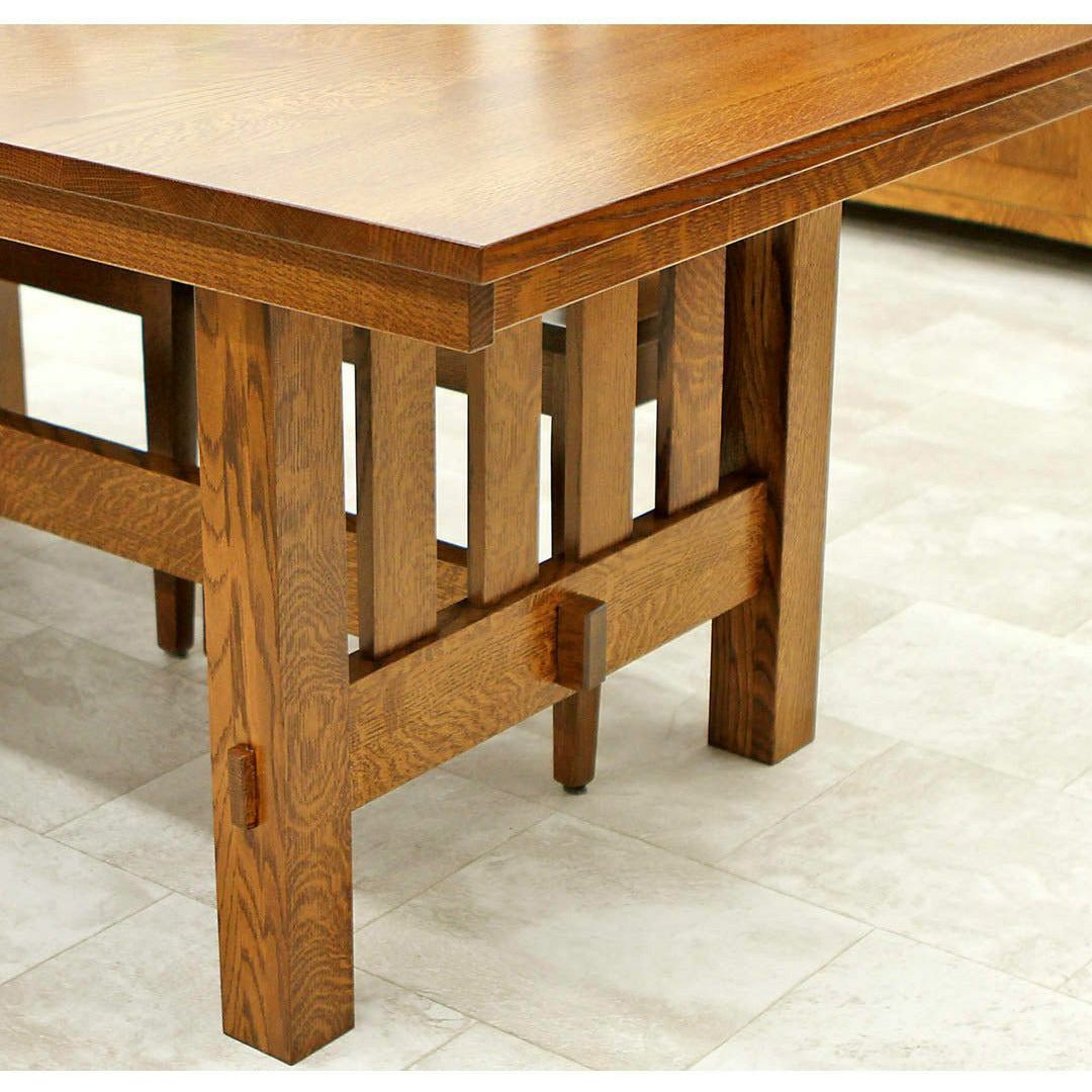 Heavy Mission Quarter Sawn White Oak Wood Extending Dining Table | MC