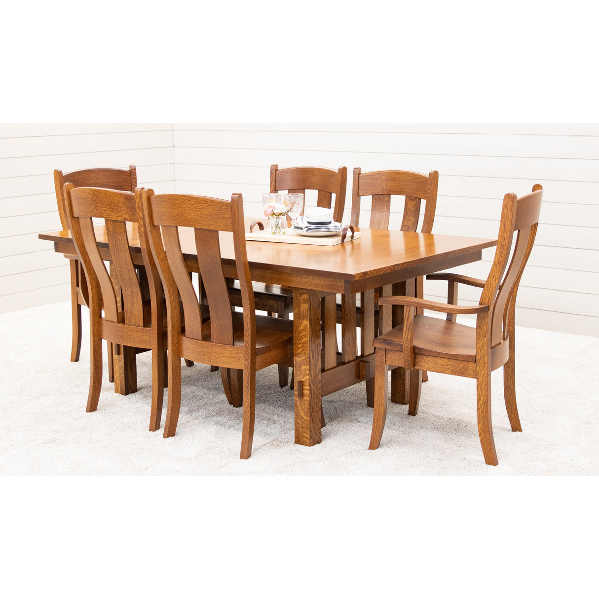 Austin Quarter Sawn White Oak Wood Arm Dining Chair | MC