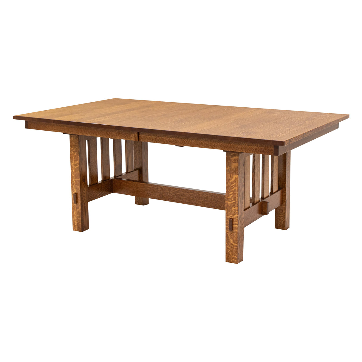 Heavy Mission Quarter Sawn White Oak Wood Extending Dining Table | MC